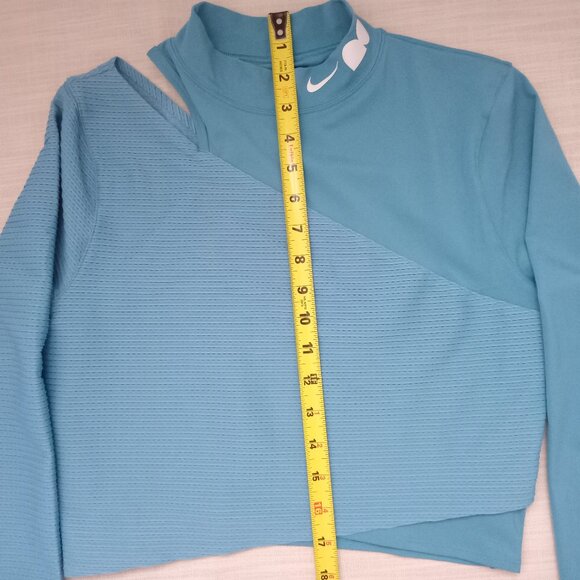 Nike Women's Top Long Sleeve Blue/Cerulean Mock Neck Lux Sporty Stretchy Size L - Picture 9 of 12